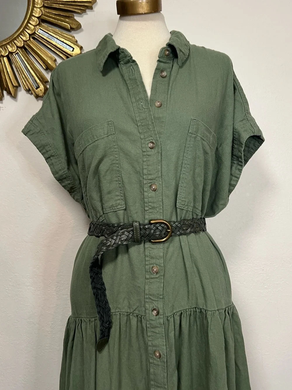 Capezio Woven Leather Braided Belt - Dark Green